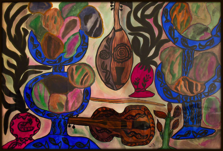 BAYA - Fatma Haddad Mahieddine Untitled, 1966, gouache on paper, 100 × 150 cm © Courtesy of the Estate of Baya Mahieddine