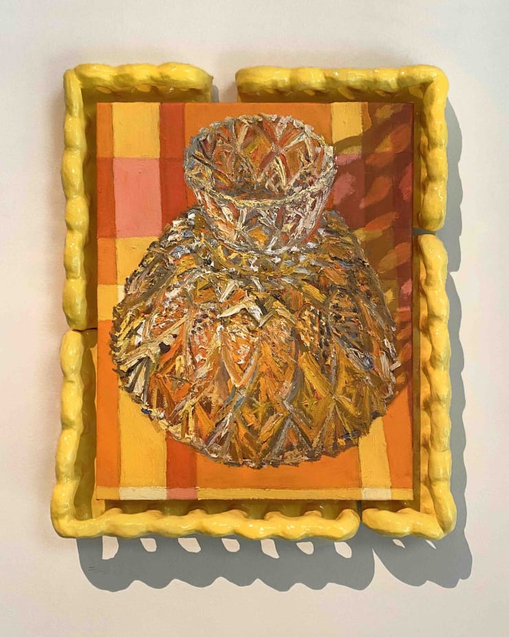 Lilli Stromland Jewel 1 2 Oil On Linen With Stoneware Frame 45 X 37Cm