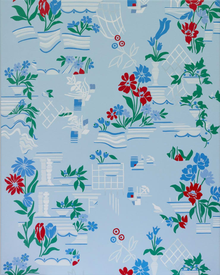 Emily Galicek Blue Wallpaper With Vases And Ledges 2022