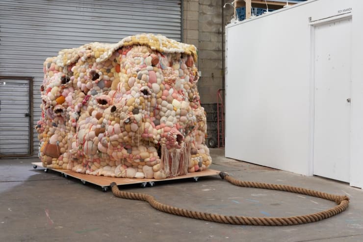 Kasia Tons, Panoply II, 2023, hand stitched using reclaimed materials and stuffing, dimensions variable.