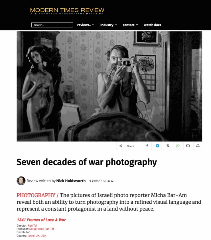 1341 Frames of Love and War featured on Modern Times Review