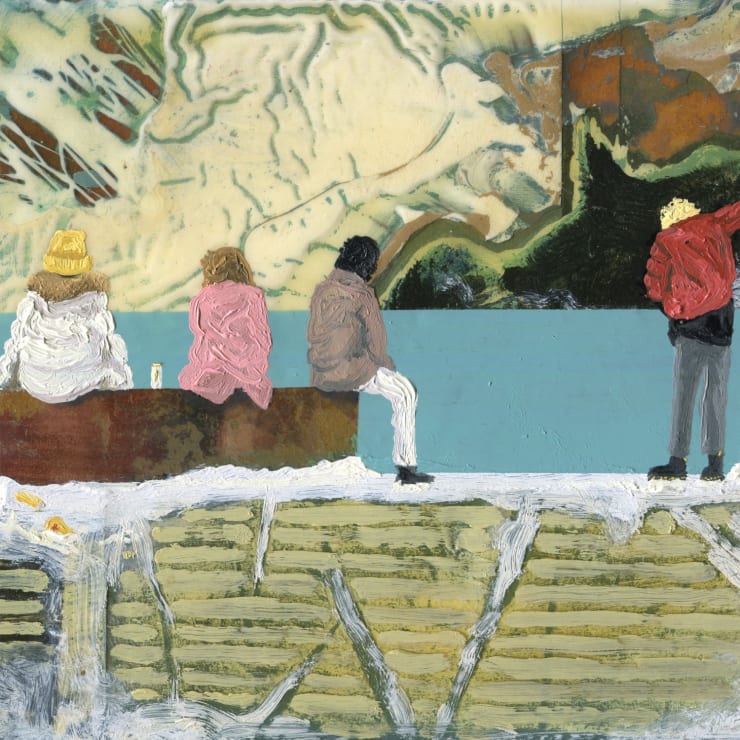 Benign Consultations, 2024 (detail) - oil and varnish on board, 5.7 x 8.5 in | 14.5 x 21.5 cm