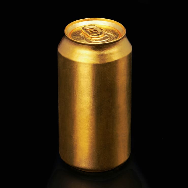 Article 2 by Nic Phillipson, a 2023 sculpture featuring an aluminium can gilded with 24 karat gold