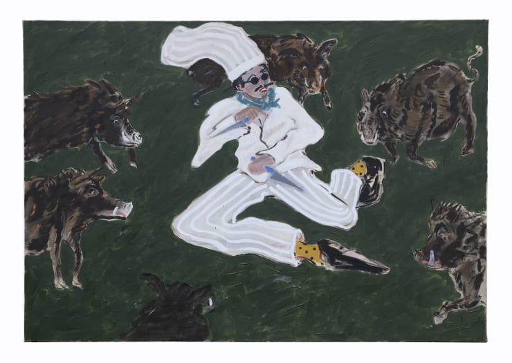 6 to 1, 2025 Oil & acrylic on canvas 49 1/4 x 70 7/8 in. (125 x 180 cm)