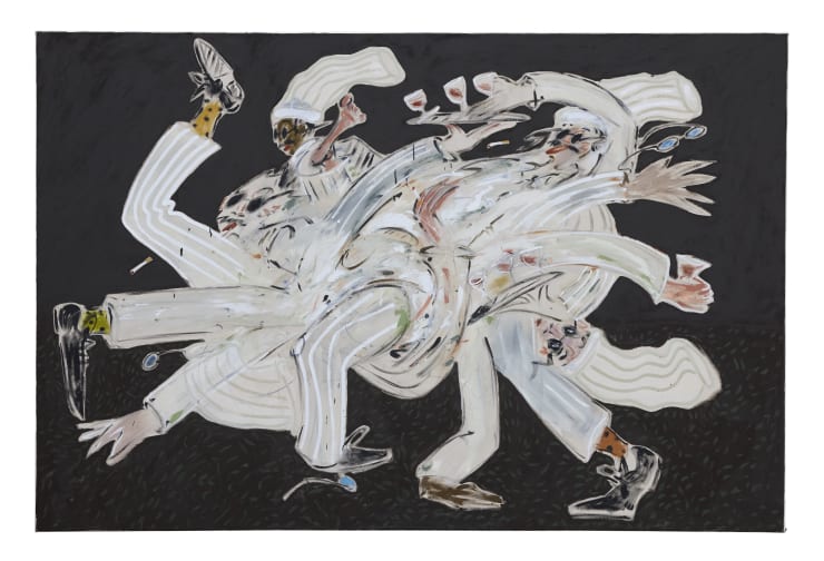 Service, 2025 Oil & acrylic on canvas 60 x 88 1/2 in. (150 x 225 cm)