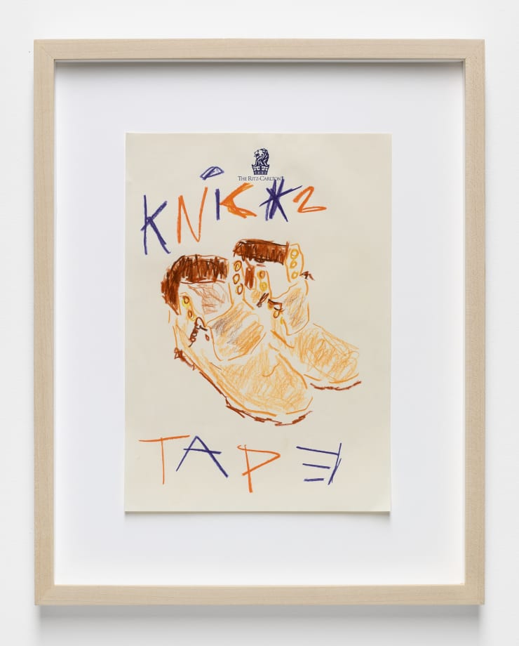 Knicks Tape Timbs, 2024 Color pencil on paper Paper: 9.75 x 7 inches (24.7 x 17.8 cm) Frame: 14 x 11 inches (35.5 x 27.9 cm)