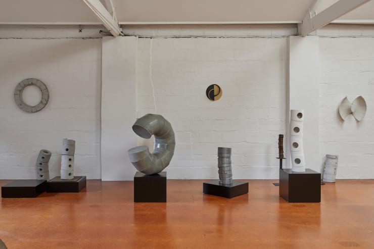 Mervyn Williams sculpture installation in his studio 