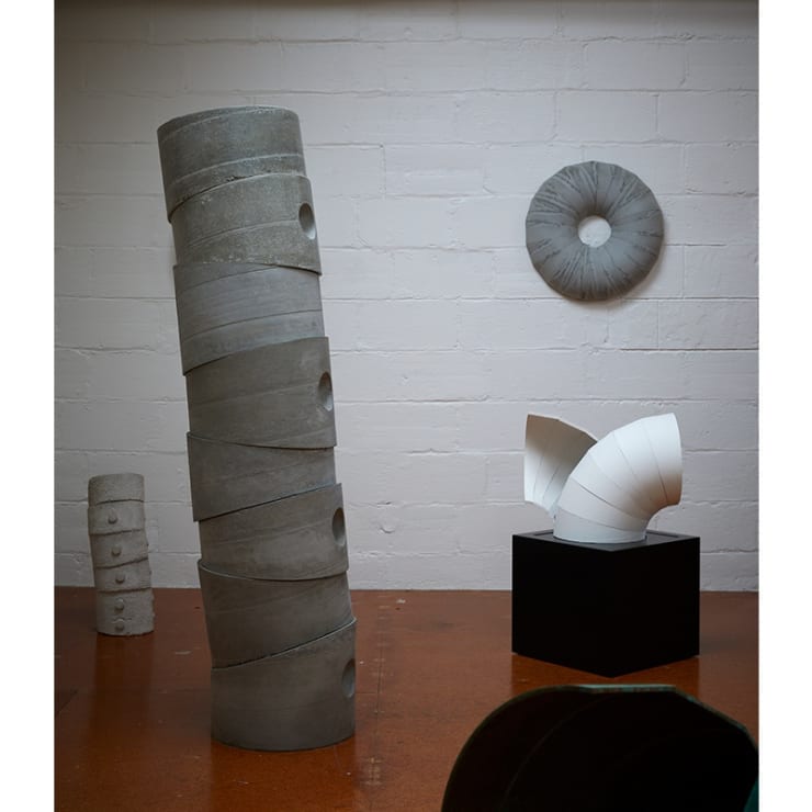 Mervyn Williams sculpture installation in his studio 