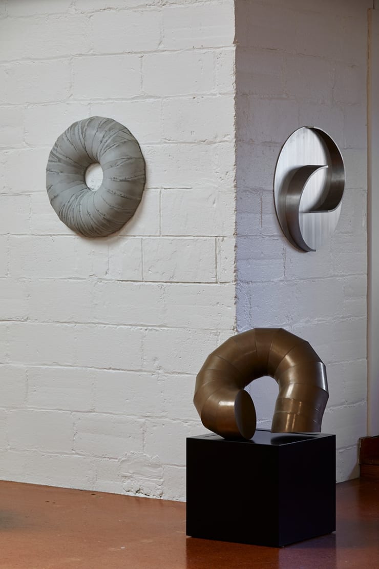 Mervyn Williams sculpture installation in his studio 