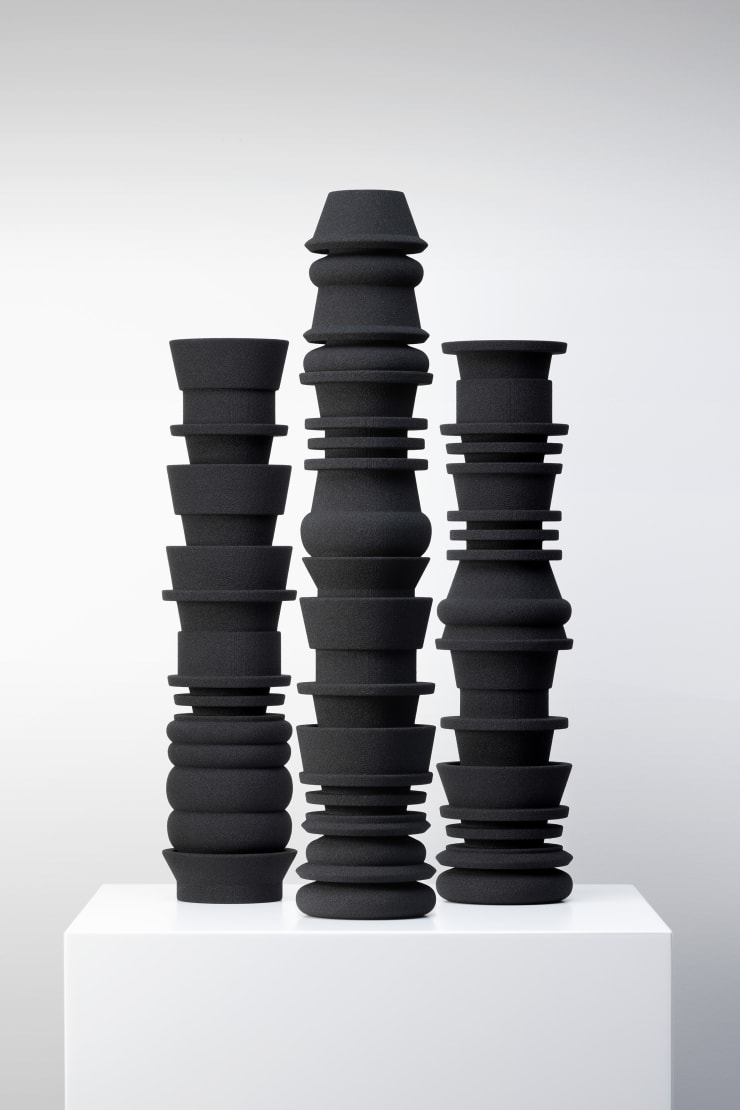 Anton Hart Weighing up the heart. ed. 3/5 3D printed sand coated black The Heart Lives: 40 x 10 x 10cm As a Steady Witness: 50 x 10 x 10cm Within the Body: 40 x 10 x 10cm