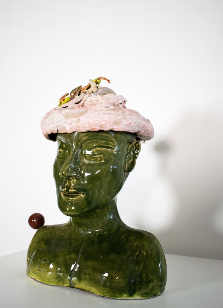 Bronwynne Cornish Green Woman (Rock Crystal Egg), 2023 Ceramic 32 x 27 x 17 cm