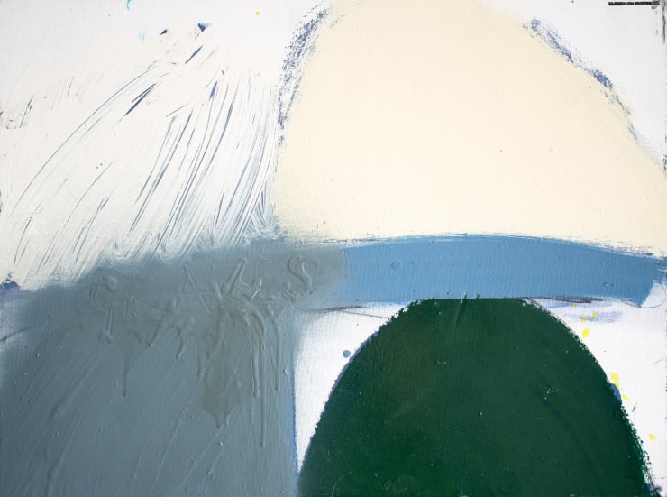John Blackburn Cream, Green & Grey, 2008 Oil & mixed media on canvas mounted on board 45.5 x 61 cm