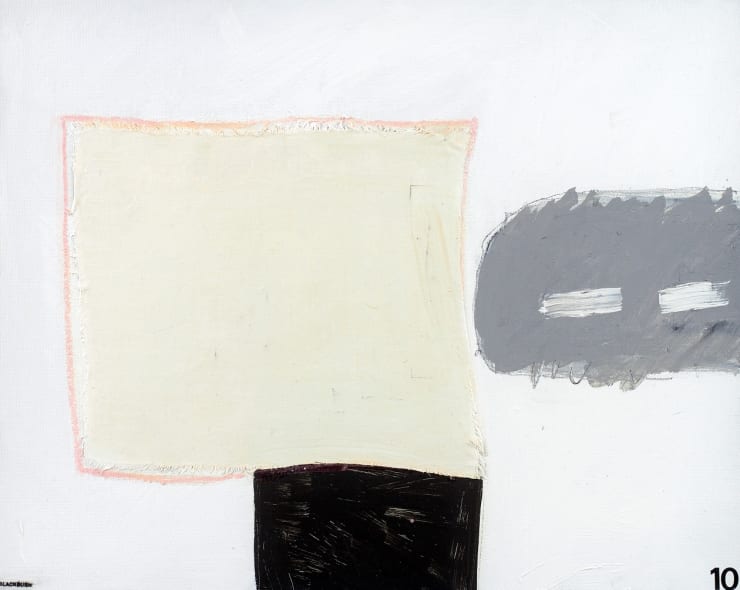 John Blackburn Grey Form Merging, 2010 Oil & mixed media on canvas mounted on board 40.5 x 51 cm