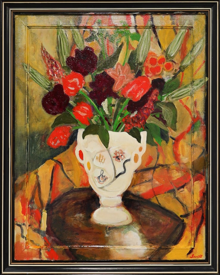 George Savill Waimoana Arrangement, 2023 Oil on framed board 73.5 x 58.5 x 5 cm