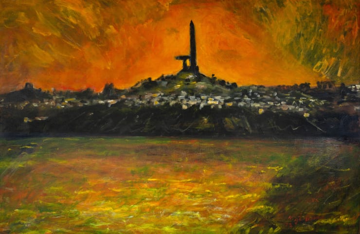 Nigel Brown, One Tree Hill Across the Manukau Orange Version 1973, 1973