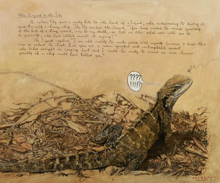 Ray Ching The Lizard & the Fly p. 126 - 127, 2017 Alkyd/Acrylic on board 51 x 61 cm