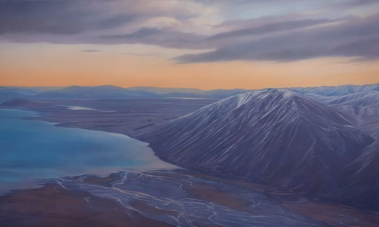 Bruce Hunt Mistake Peak and the Godley River, 2022/2023 Acrylic and oil on canvas 106 x 178 cm