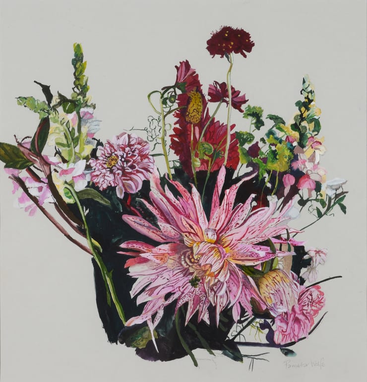 Pamela Wolfe Striped Dahlias, 2022 Gouache on paper 36 x 35 cm