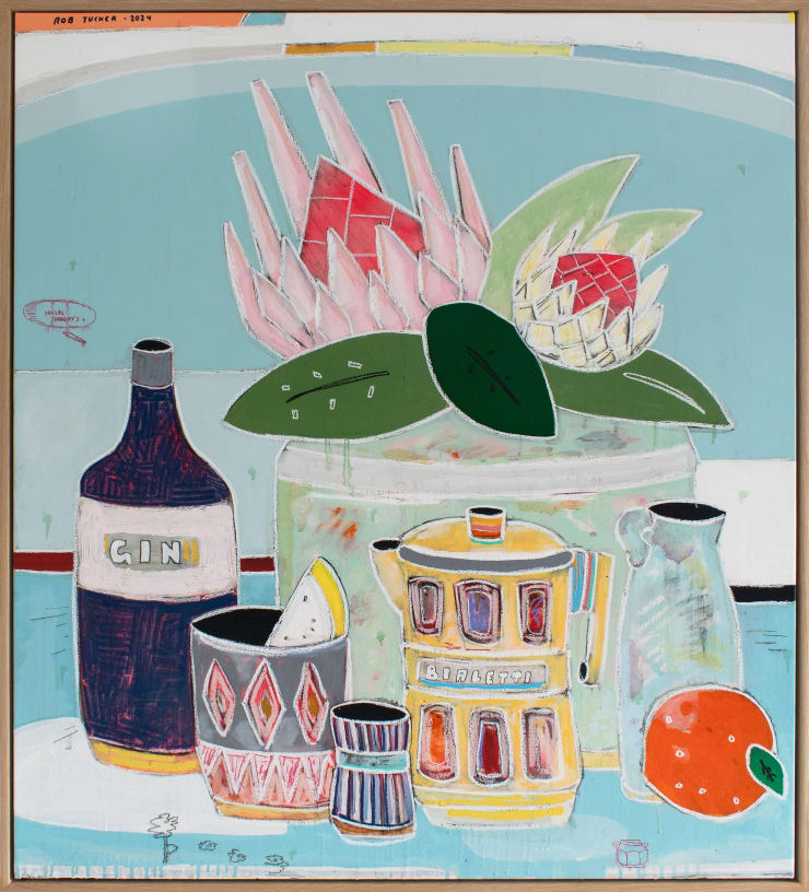 Rob Tucker Social Sunday’s, 2024 Acrylic & mixed media on canvas 100 x 90 cm