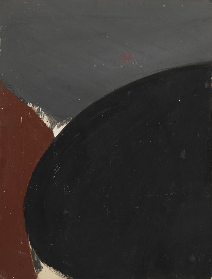John Blackburn Black Form Overtaking, 1964 Mixed media on board 33 x 25 cm