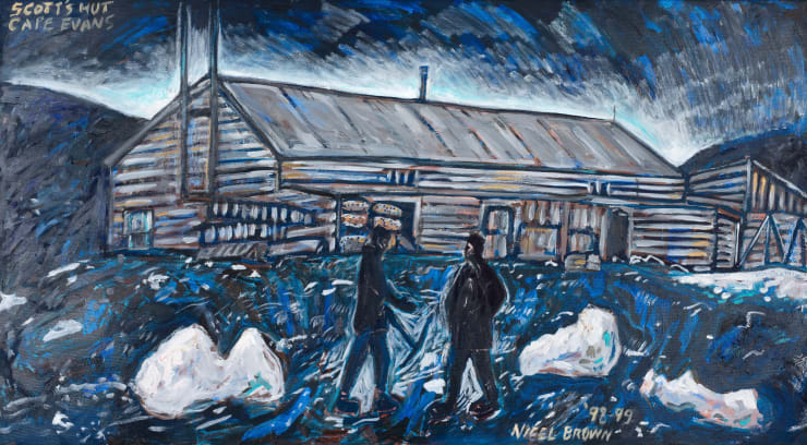 Nigel Brown Scott’s Hut Cape Evans, 1999 Oil on canvas 75 x 136 cm (unframed) 81 x 142 cm (framed)