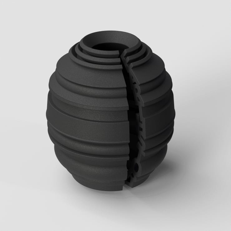 Anton Hart Earthstory, 2024 3D printed sand coated black 28.5 x 25 cm