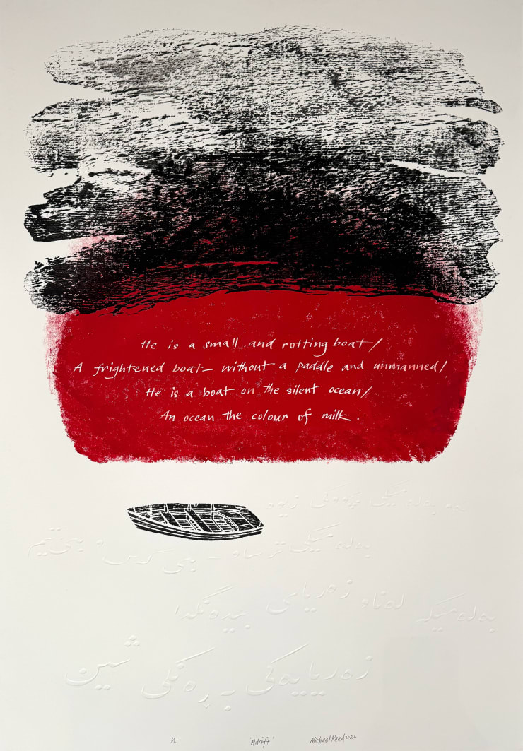Michael Reed ADRIFT ed. 1/5, 2024 Woodbock print on Italian cotton rag 70 x 100 cm