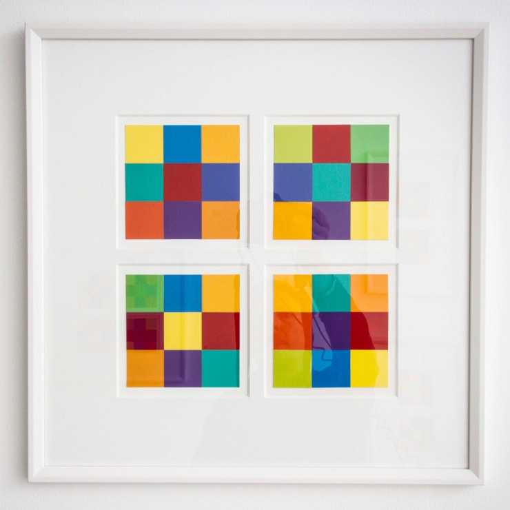 Michael Smither Single Quartet Red , 2012 Framed paper collage 48 x 48 cm