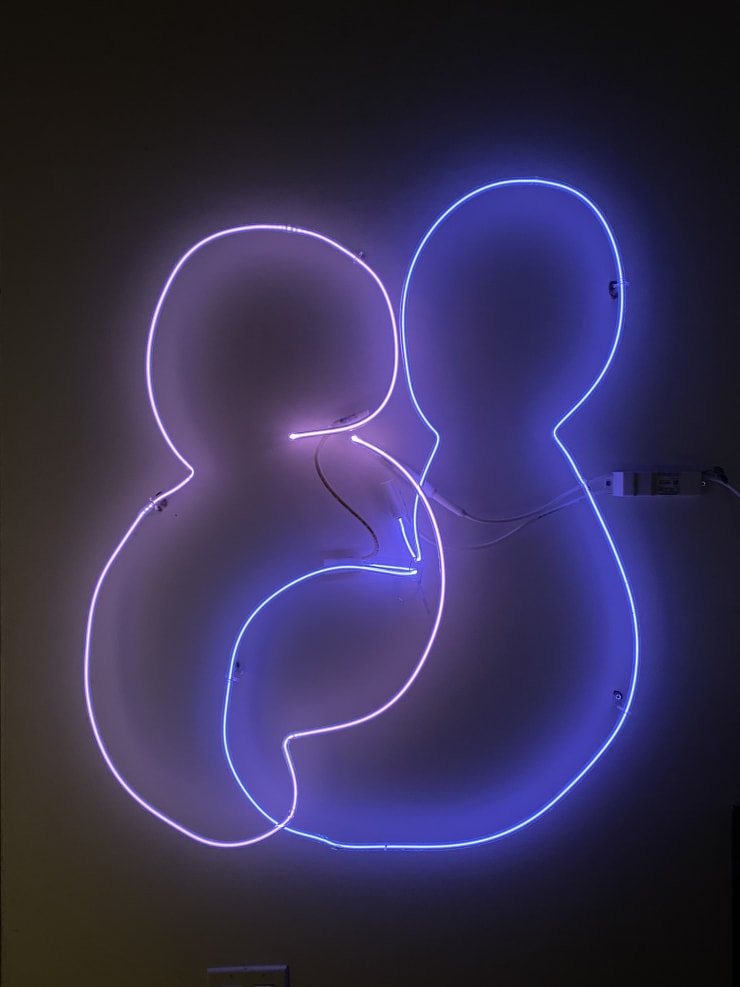 On the Porch 2021, Neon glass 36 in x 36 in