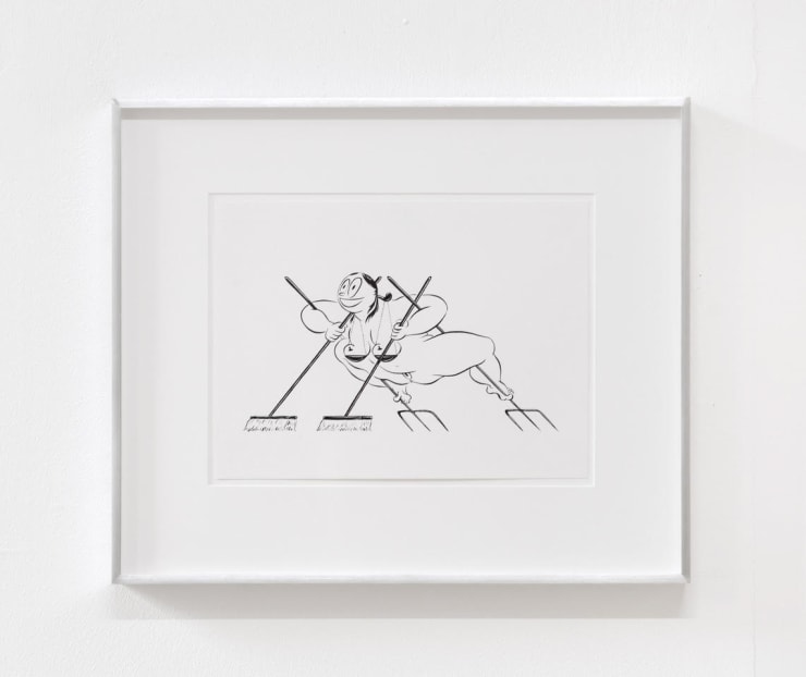 Ebecho Muslimova Fatebe Supported, 2016 Ink on paper Unframed: 22.4 x 30 cm 8 7/8 x 11 3/4 in, Framed: 39.7 x 47.3 cm 15 5/8 × 18 5/8 in