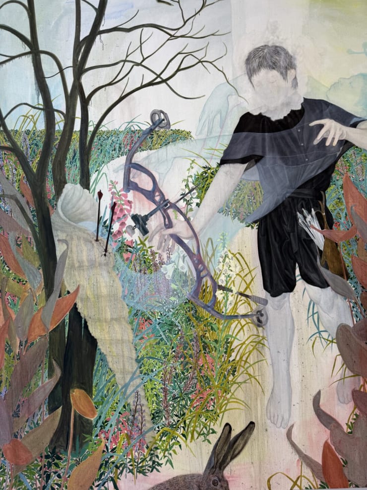 DIng Shilun, "Man in a Shell," 2024, oil on linen, 230 x 190 cm (90 1/2 x 74 3/4 in)