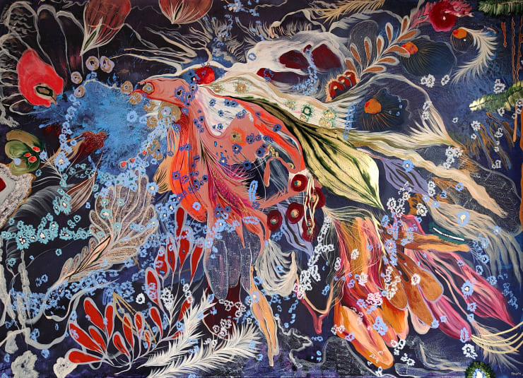 Ileana Magoda, Not the Joy of love just the pain of love, 2024, Acrylic and oil pastel on linen, 140 x 210 x 2.5 cm