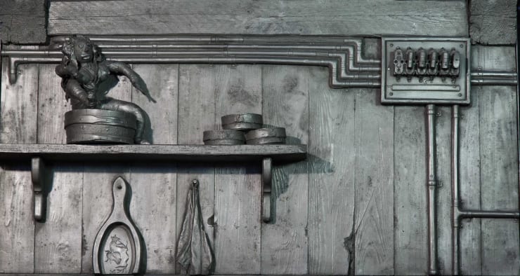 Rico Weber - SennenTuntschi, 1994. Signed & dated acrylic resin, silicone, metal. 71 x 130 cm, 28 x 51 1/8 in