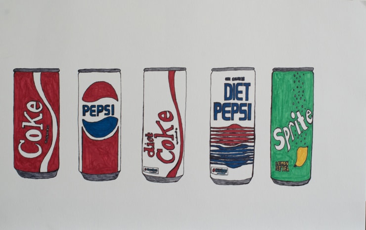 Chris Palmer - Favorite Soda Drinks Part I, 2024 Marker on paper 17 x 11 inches $450.00