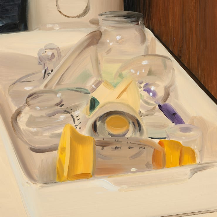 Bottles and Pumps, 2022, Oil on board, 36 x 30 cm