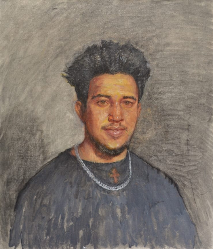 Christian Asylum Seeker (name unknown) Hilltop Hotel, Carlisle, 2025, Oil on linen, 70 x 70 cm