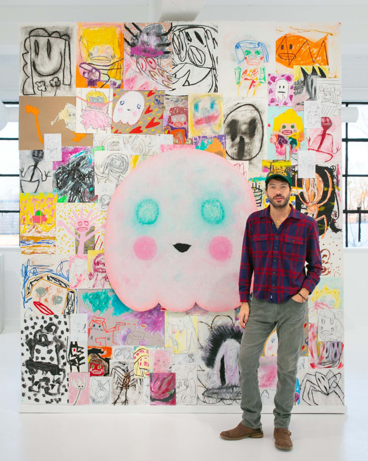 Artist Adam Handler at "Eagle King" solo exhibition