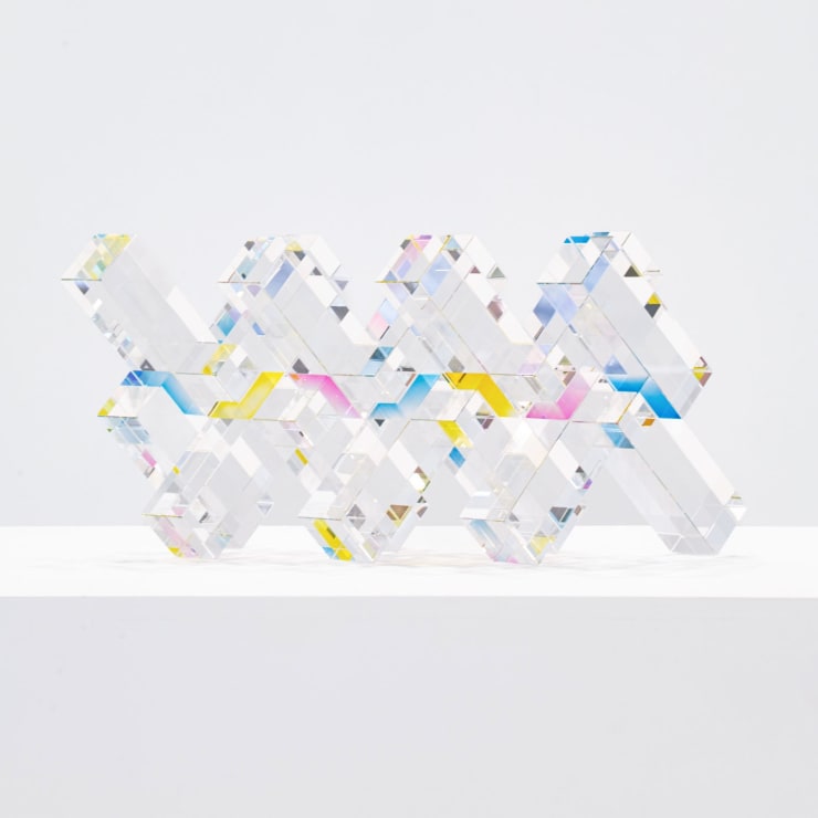 Dylan Martines glass crystal sculpture with CMY color additions