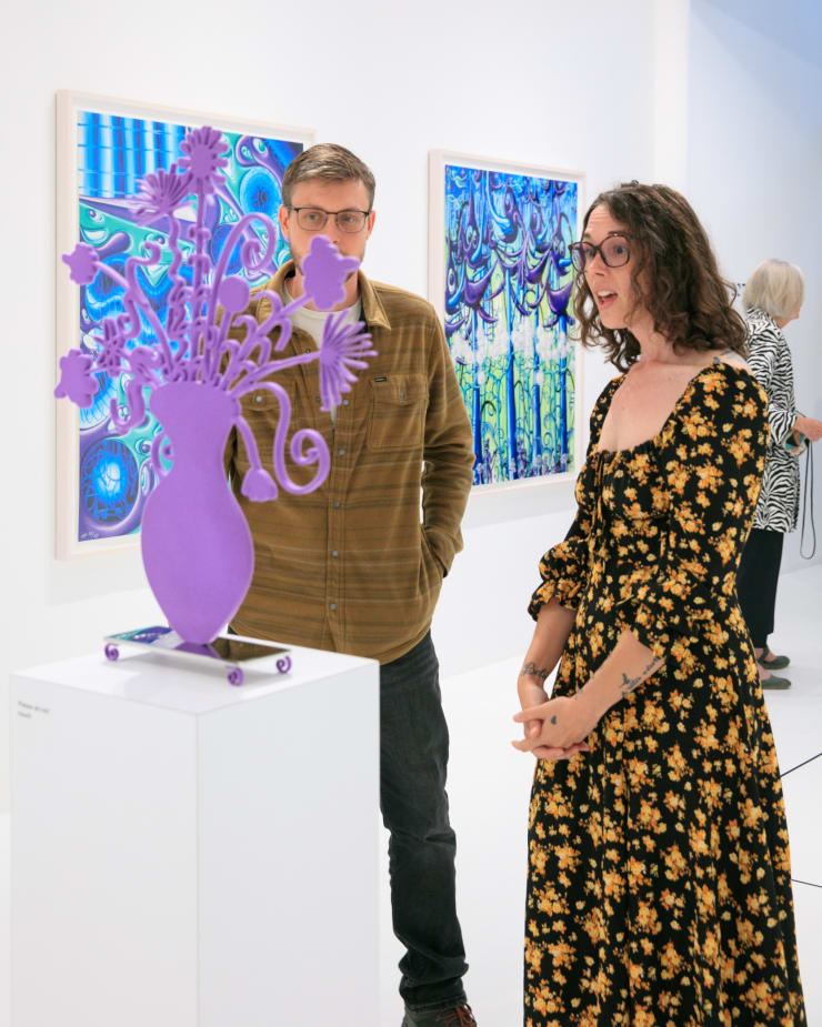 Guests at the opening reception for Dan Alva's "Something Out of Nothing" & Kenny Scharf's "Woodz 'N Thingz" presentation
