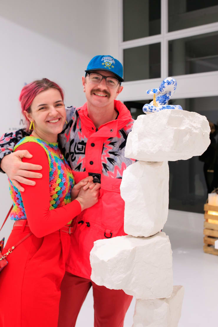 Guests at Brock DeBoer's solo exhibition "No Bull" opening reception