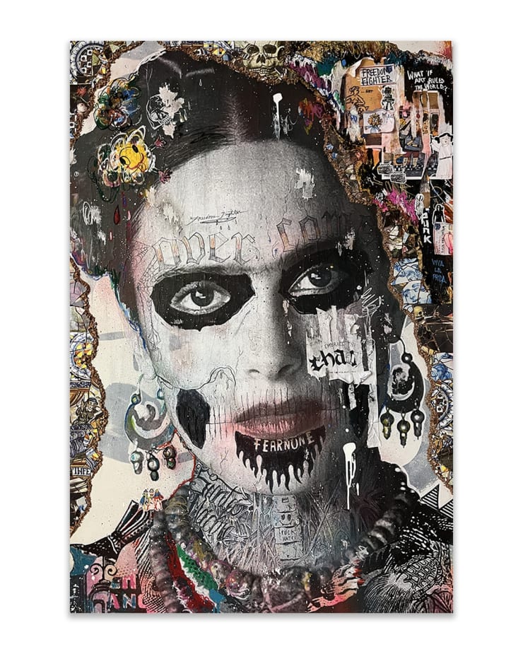 SALMA HAYEK "FRIDA KAHLO" Mixed media on canvas 72 x 48 in 182.9 x 121.9 cm