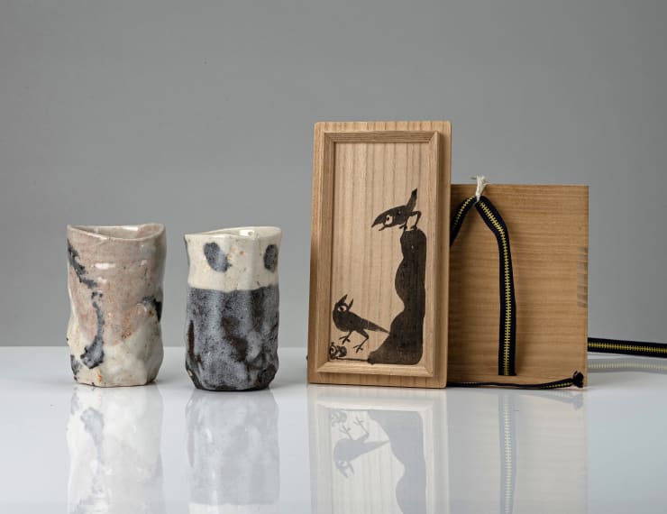 Pair of tall Shino Cups, 1977