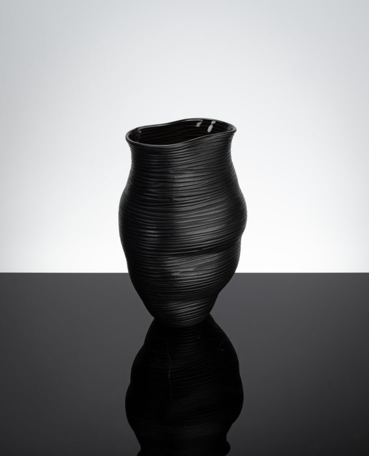 Marianne Buus, Glass vessel, ovoid and flattened form, 2014