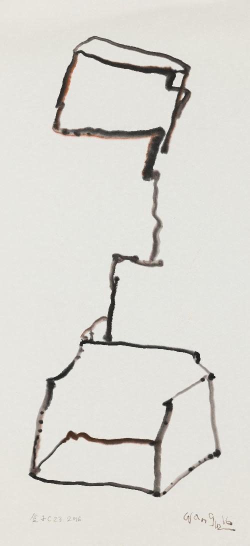 王川,盒子 C 23 2016,纸本水墨,97 × 45 cm,2016 Wang Chuan, Boxes C 23 2016, Ink on paper, 97 × 45 cm, 2016