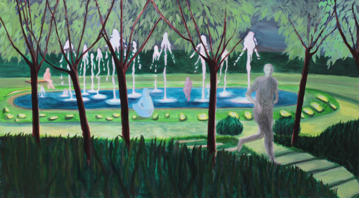 张银亮,喷泉,布面丙烯,100 × 180 cm,2022-2023 Anna NganLeong Cheung, Fountain, Acrylic on linen, 100 × 180 cm, 2022-2023