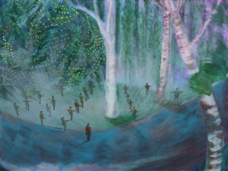 张银亮,杨树林,布面丙烯,120 × 160 cm,2025 Anna NganLeong Cheung, The Poplars, Acrylic on linen, 120 × 160 cm, 2025