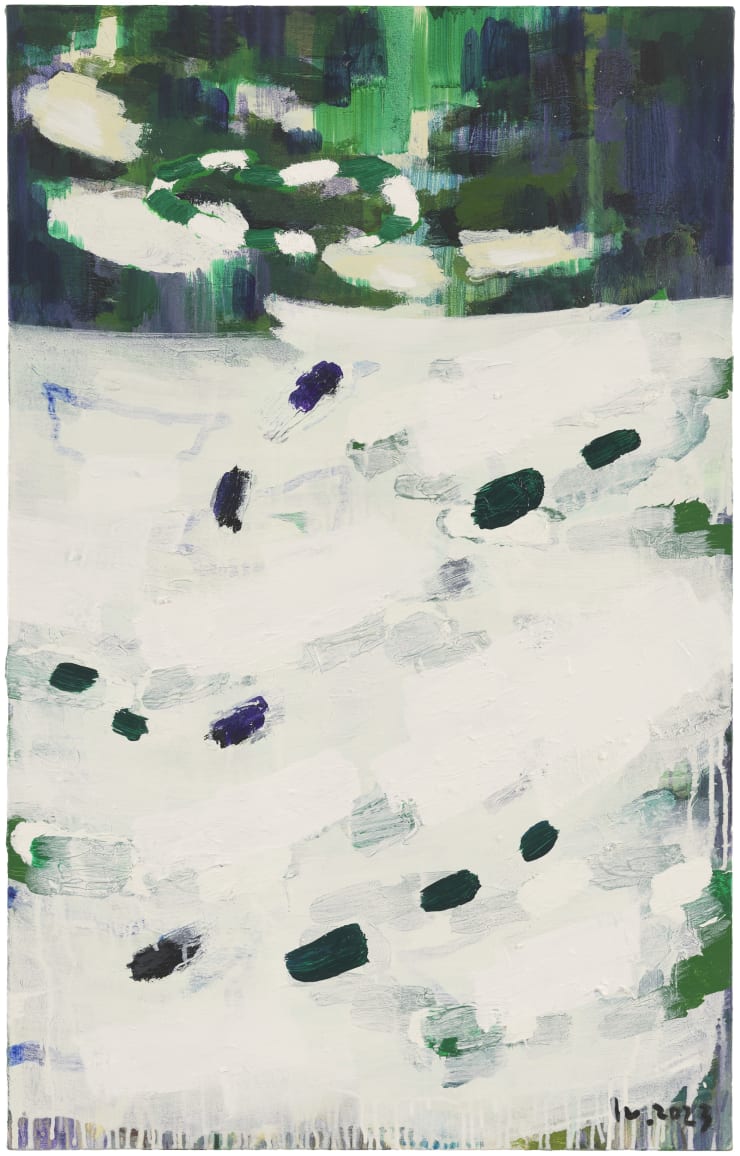 王俊，林中（无题）No.4，布面丙烯、油画，110 × 70 cm，2024 Wang Jun, Off the Beaten Track (untitled) No.4, Acrylic and oil on canvas. 110 × 70 cm, 2024