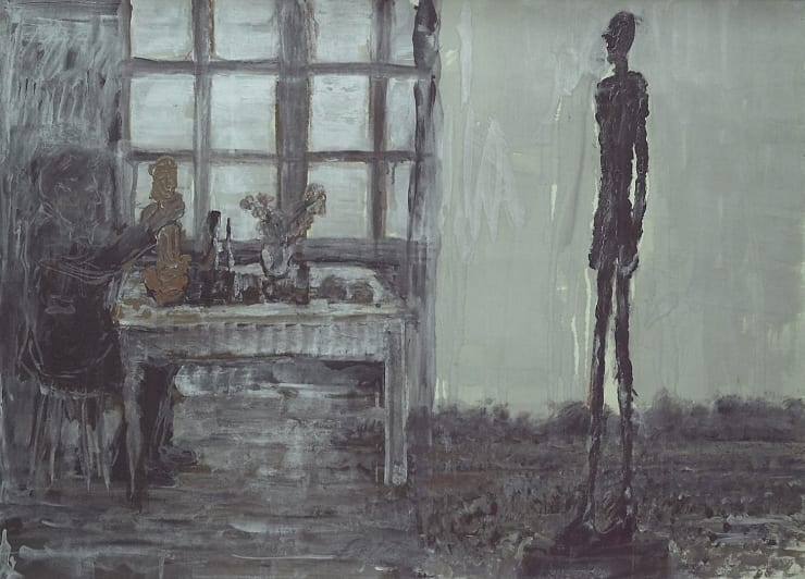 Qi Lan Dedicated To Giacometti The Standing Man Mixed Media On Paper 61 86Cm 2006
