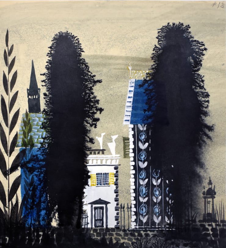 Tony Walton, Moliere's L'Amour Medecin, Trees with Houses #13, c. 1960