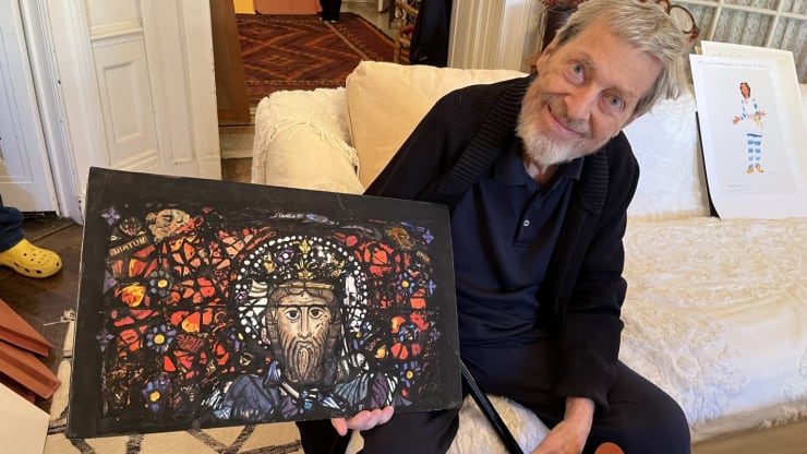 Tony Walton with one his production design pieces for "PIppin." Courtesy the Walton family.